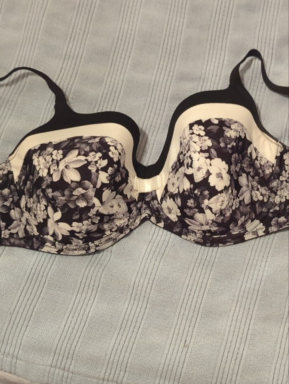 Prima Donna Black and Cream Floral Underwire Bra